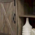 Meuble TV d'angle 52 po avec portes coulissantes – Console style rustique pour téléviseurs jusqu'à 58 po