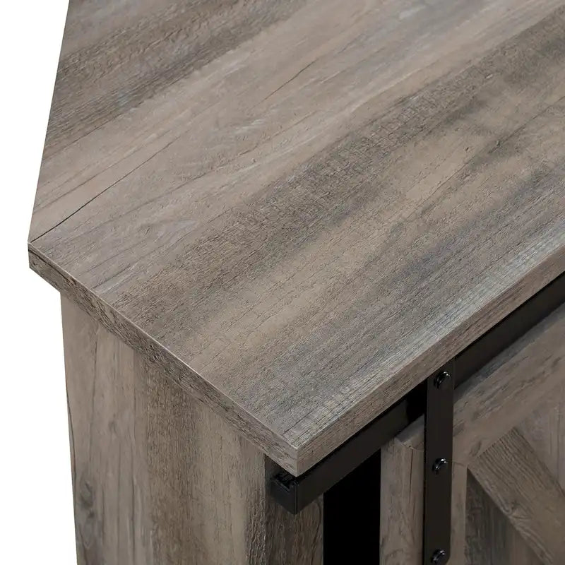Meuble TV d'angle 52 po avec portes coulissantes – Console style rustique pour téléviseurs jusqu'à 58 po