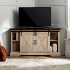 Meuble TV d'angle 52 po avec portes coulissantes – Console style rustique pour téléviseurs jusqu'à 58 po