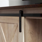 Meuble TV d'angle 52 po avec portes coulissantes – Console style rustique pour téléviseurs jusqu'à 58 po