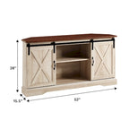 Meuble TV d'angle 52 po avec portes coulissantes – Console style rustique pour téléviseurs jusqu'à 58 po