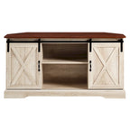Meuble TV d'angle 52 po avec portes coulissantes – Console style rustique pour téléviseurs jusqu'à 58 po