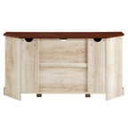 Meuble TV d'angle 52 po avec portes coulissantes – Console style rustique pour téléviseurs jusqu'à 58 po