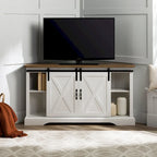 Meuble TV d'angle 52 po avec portes coulissantes – Console style rustique pour téléviseurs jusqu'à 58 po