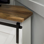 Meuble TV d'angle 52 po avec portes coulissantes – Console style rustique pour téléviseurs jusqu'à 58 po