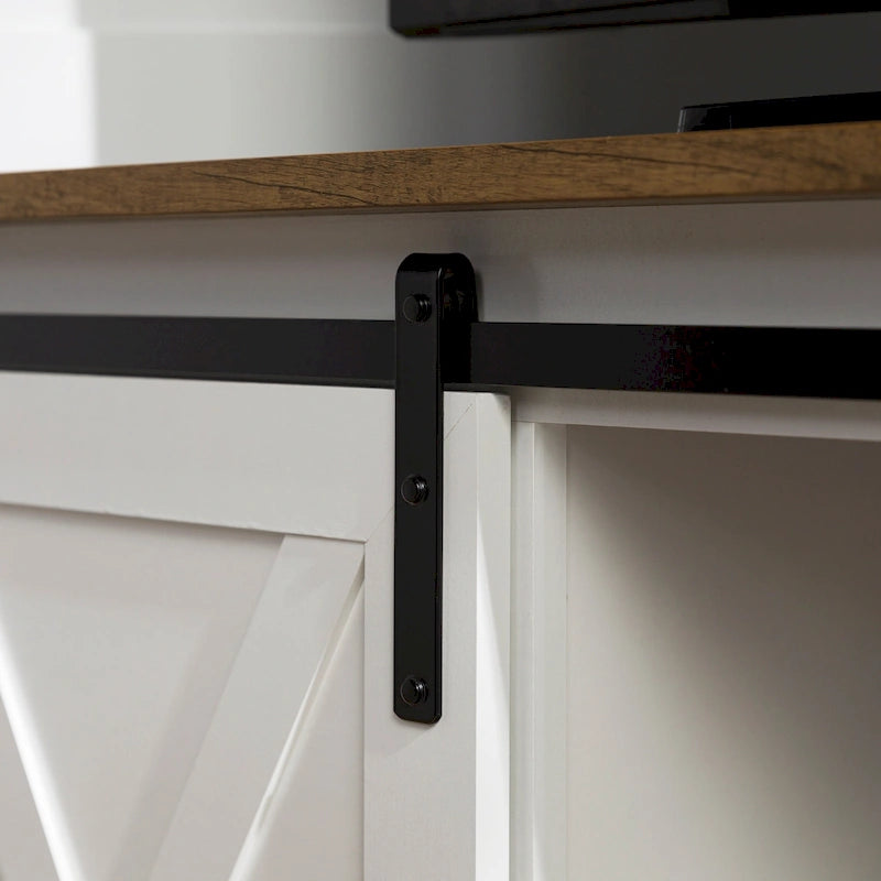 Meuble TV d'angle 52 po avec portes coulissantes – Console style rustique pour téléviseurs jusqu'à 58 po