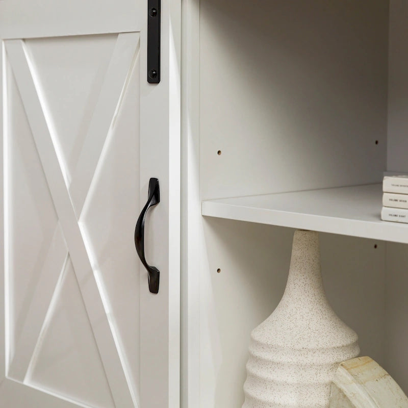 Meuble TV d'angle 52 po avec portes coulissantes – Console style rustique pour téléviseurs jusqu'à 58 po