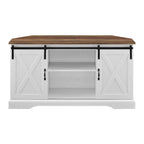 Meuble TV d'angle 52 po avec portes coulissantes – Console style rustique pour téléviseurs jusqu'à 58 po
