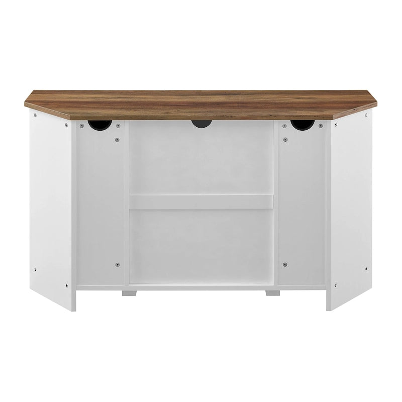 Meuble TV d'angle 52 po avec portes coulissantes – Console style rustique pour téléviseurs jusqu'à 58 po