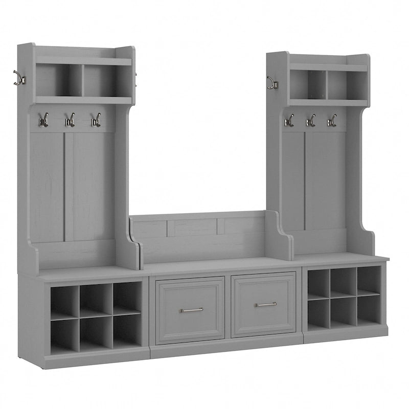 Ensemble meuble d'entrée/vestiaire et banc à chaussures avec portes – Patères, niches de rangement, pour vestiaire/buanderie