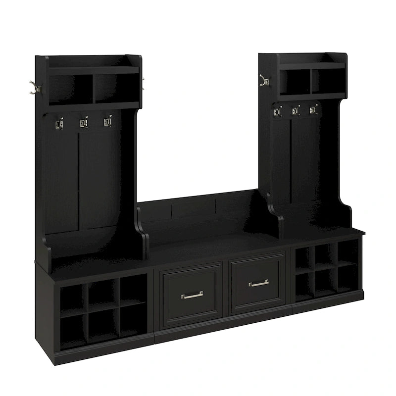 Ensemble meuble d'entrée/vestiaire et banc à chaussures avec portes – Patères, niches de rangement, pour vestiaire/buanderie