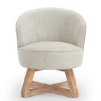 Fauteuil d'appoint pivotant à 360° – Revêtement en lin, piètement en bois d'hévéa, fauteuil de salon