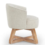 Fauteuil d'appoint pivotant à 360° – Revêtement en lin, piètement en bois d'hévéa, fauteuil de salon