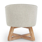 Fauteuil d'appoint pivotant à 360° – Revêtement en lin, piètement en bois d'hévéa, fauteuil de salon