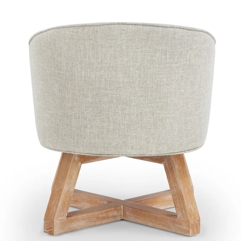 Fauteuil d'appoint pivotant à 360° – Revêtement en lin, piètement en bois d'hévéa, fauteuil de salon
