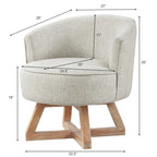 Fauteuil d'appoint pivotant à 360° – Revêtement en lin, piètement en bois d'hévéa, fauteuil de salon