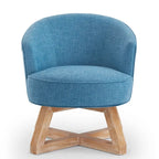 Fauteuil d'appoint pivotant à 360° – Revêtement en lin, piètement en bois d'hévéa, fauteuil de salon