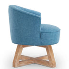 Fauteuil d'appoint pivotant à 360° – Revêtement en lin, piètement en bois d'hévéa, fauteuil de salon