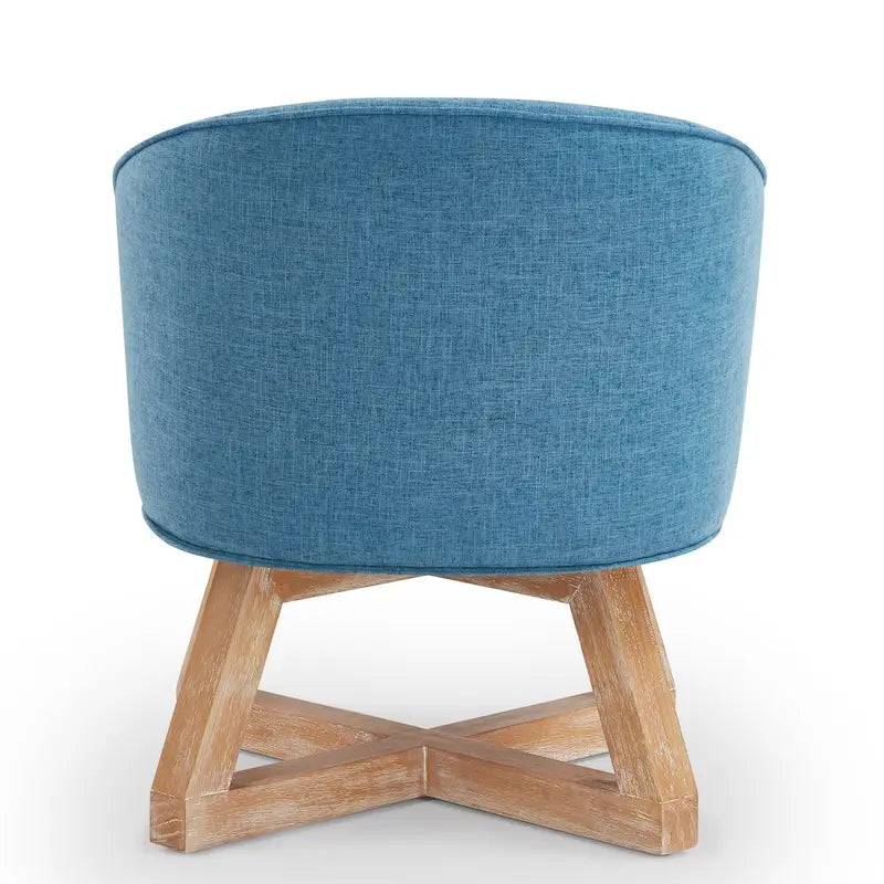 Fauteuil d'appoint pivotant à 360° – Revêtement en lin, piètement en bois d'hévéa, fauteuil de salon