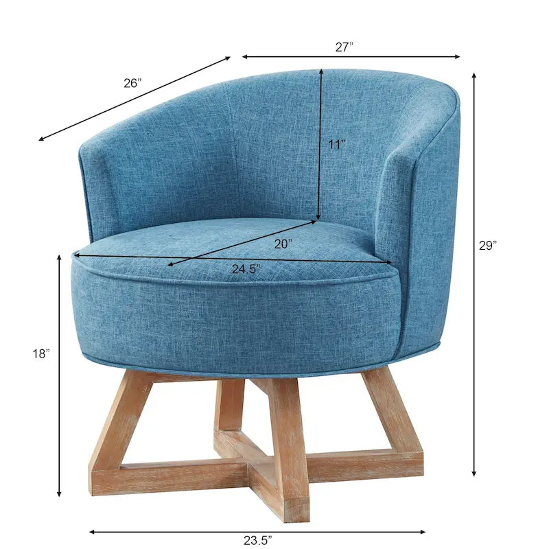 Fauteuil d'appoint pivotant à 360° – Revêtement en lin, piètement en bois d'hévéa, fauteuil de salon