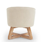 Fauteuil d'appoint pivotant à 360° – Revêtement en lin, piètement en bois d'hévéa, fauteuil de salon
