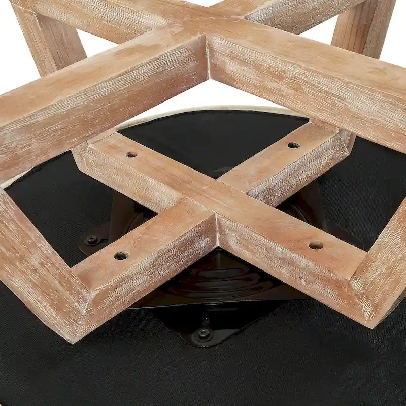 Fauteuil d'appoint pivotant à 360° – Revêtement en lin, piètement en bois d'hévéa, fauteuil de salon