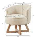 Fauteuil d'appoint pivotant à 360° – Revêtement en lin, piètement en bois d'hévéa, fauteuil de salon