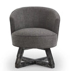 Fauteuil d'appoint pivotant à 360° – Revêtement en lin, piètement en bois d'hévéa, fauteuil de salon