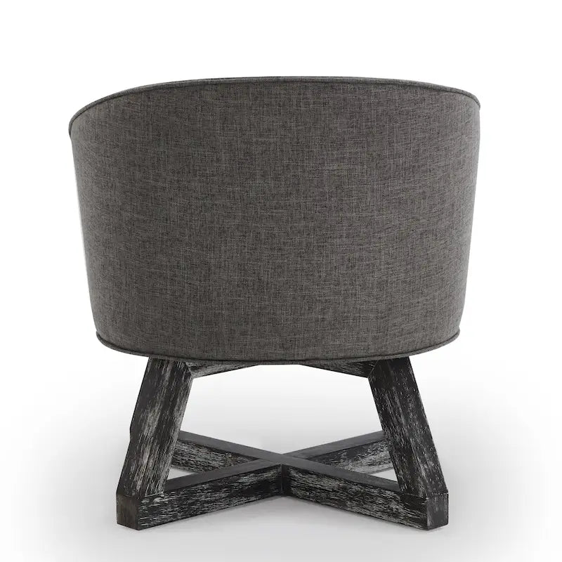 Fauteuil d'appoint pivotant à 360° – Revêtement en lin, piètement en bois d'hévéa, fauteuil de salon