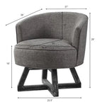 Fauteuil d'appoint pivotant à 360° – Revêtement en lin, piètement en bois d'hévéa, fauteuil de salon