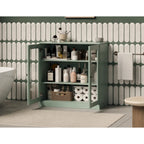 Meuble de salle de bain en bois massif 100%, 32 po, avec portes vitrées claires