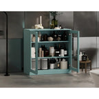 Meuble de salle de bain en bois massif 100%, 32 po, avec portes vitrées claires