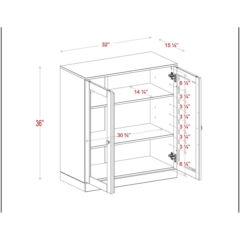 Meuble de salle de bain en bois massif 100%, 32 po, avec portes vitrées claires