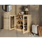 Meuble de salle de bain en bois massif 100%, 32 po, avec portes vitrées claires