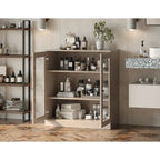 Meuble de salle de bain en bois massif 100%, 32 po, avec portes vitrées claires