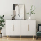 Buffet Cabinet with Fluted Decorative Doors, Wood Sideboard Cabinet with Metal Handles, Storage Cabinet with Adjustable Shelves