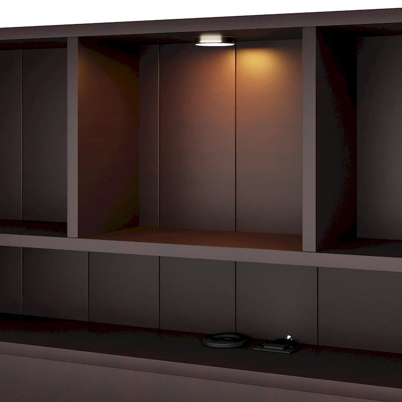 Lit plateforme de rangement avec 2 tiroirs, tête de lit bibliothèque et éclairage intégré