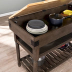 Îlot de cuisine de rangement gris transitionnel avec dessus en bois de boucher – 47,75"L