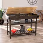 Îlot de cuisine de rangement gris transitionnel avec dessus en bois de boucher – 47,75"L
