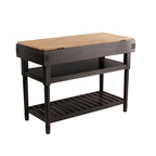 Îlot de cuisine de rangement gris transitionnel avec dessus en bois de boucher – 47,75"L