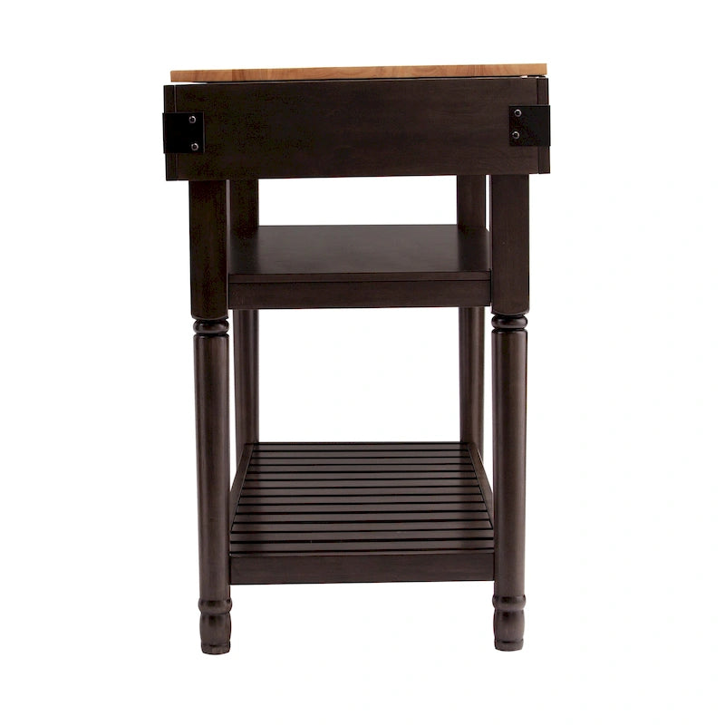 Îlot de cuisine de rangement gris transitionnel avec dessus en bois de boucher – 47,75"L