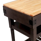 Îlot de cuisine de rangement gris transitionnel avec dessus en bois de boucher – 47,75"L