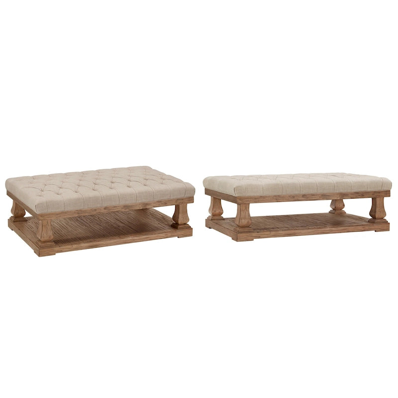 Ottoman rectangulaire en lin Baluster