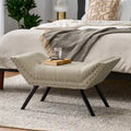 Banc ottoman en tissu capitonné avec clous décoratifs – Pieds inclinés, motif géométrique