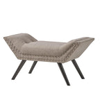 Banc ottoman en tissu capitonné avec clous décoratifs – Pieds inclinés, motif géométrique