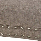 Banc ottoman en tissu capitonné avec clous décoratifs – Pieds inclinés, motif géométrique
