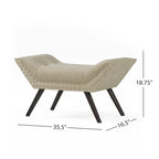 Banc ottoman en tissu capitonné avec clous décoratifs – Pieds inclinés, motif géométrique