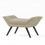 Banc ottoman en tissu capitonné avec clous décoratifs – Pieds inclinés, motif géométrique