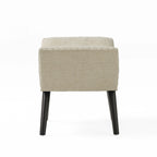 Banc ottoman en tissu capitonné avec clous décoratifs – Pieds inclinés, motif géométrique