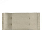 Banc ottoman en tissu capitonné avec clous décoratifs – Pieds inclinés, motif géométrique